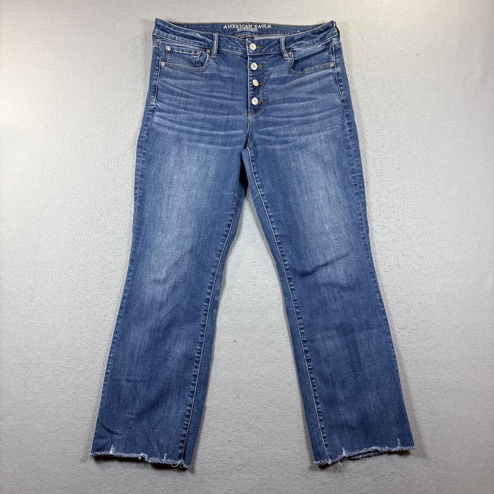 American Eagle Outfitters High-Rise Button-Fly Jeans in Medium Blue